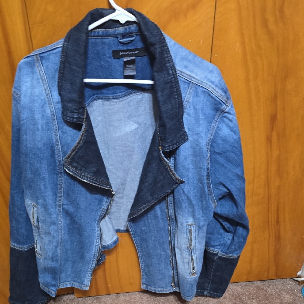 Ashley Stewart Blue Lightweight Shirt Jacket Classic Style